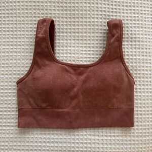 Orange-y Brown Ribbed Sports Bra (M)
